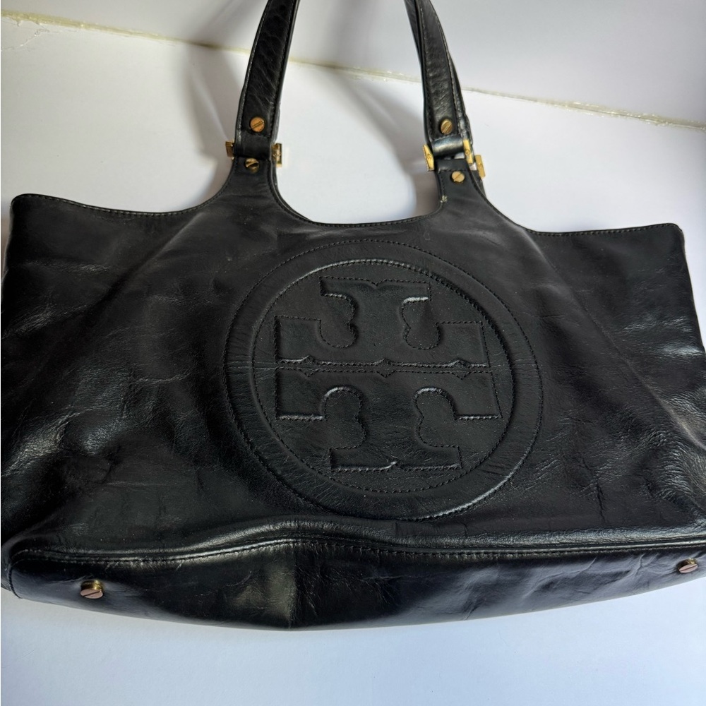 Tory Burch Black Textured Tote Bag